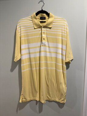 Vintage 2007 Aureus Yellow Striped Bamboo Tech Golf Polo Shirt XL